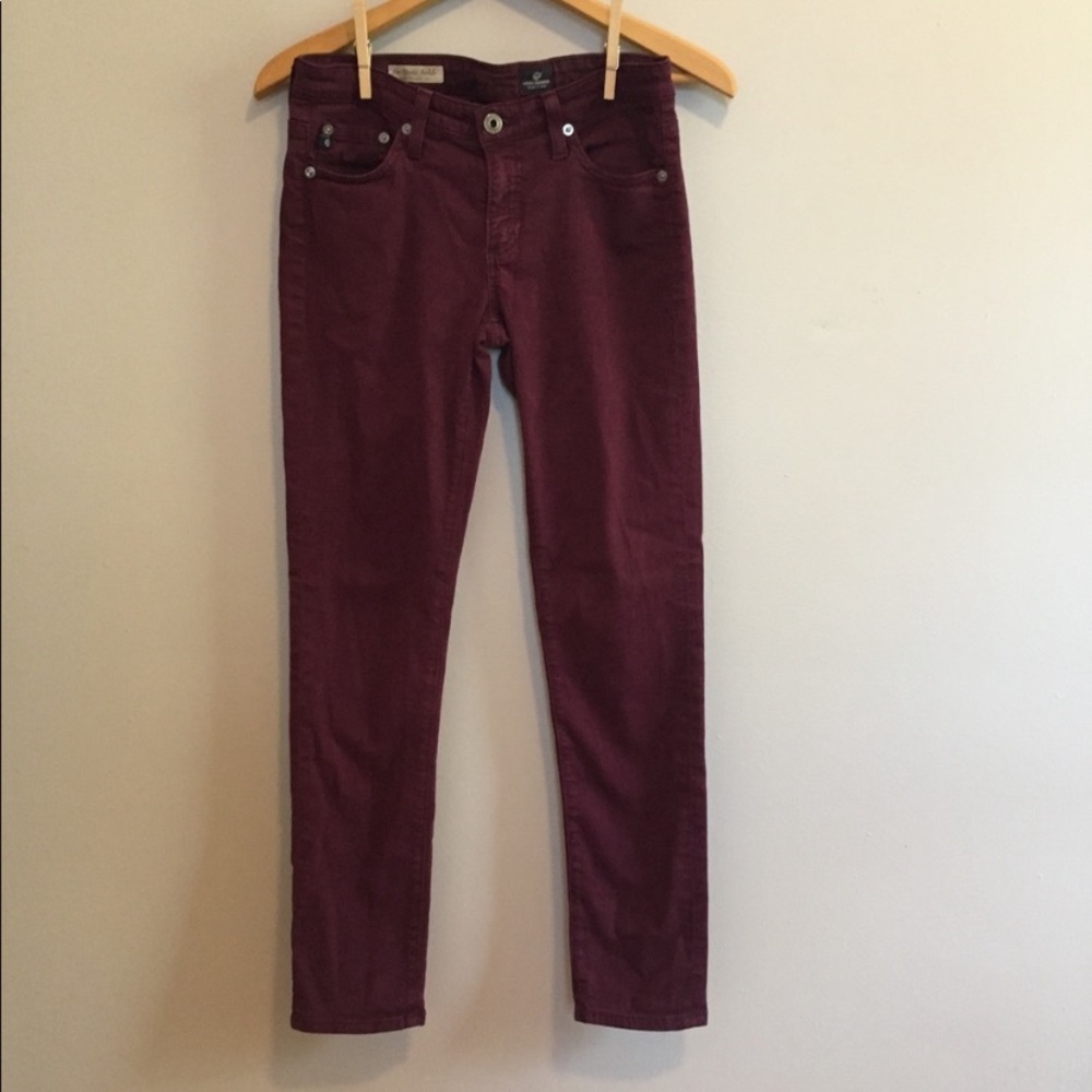 AG The Stevie Ankle Maroon Skinny